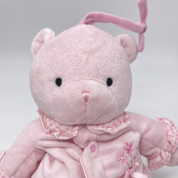 Carters Just One Year Musical Pull Pink Teddy Bear 10" Plush Lullaby Baby Crib - Picture 2 of 12